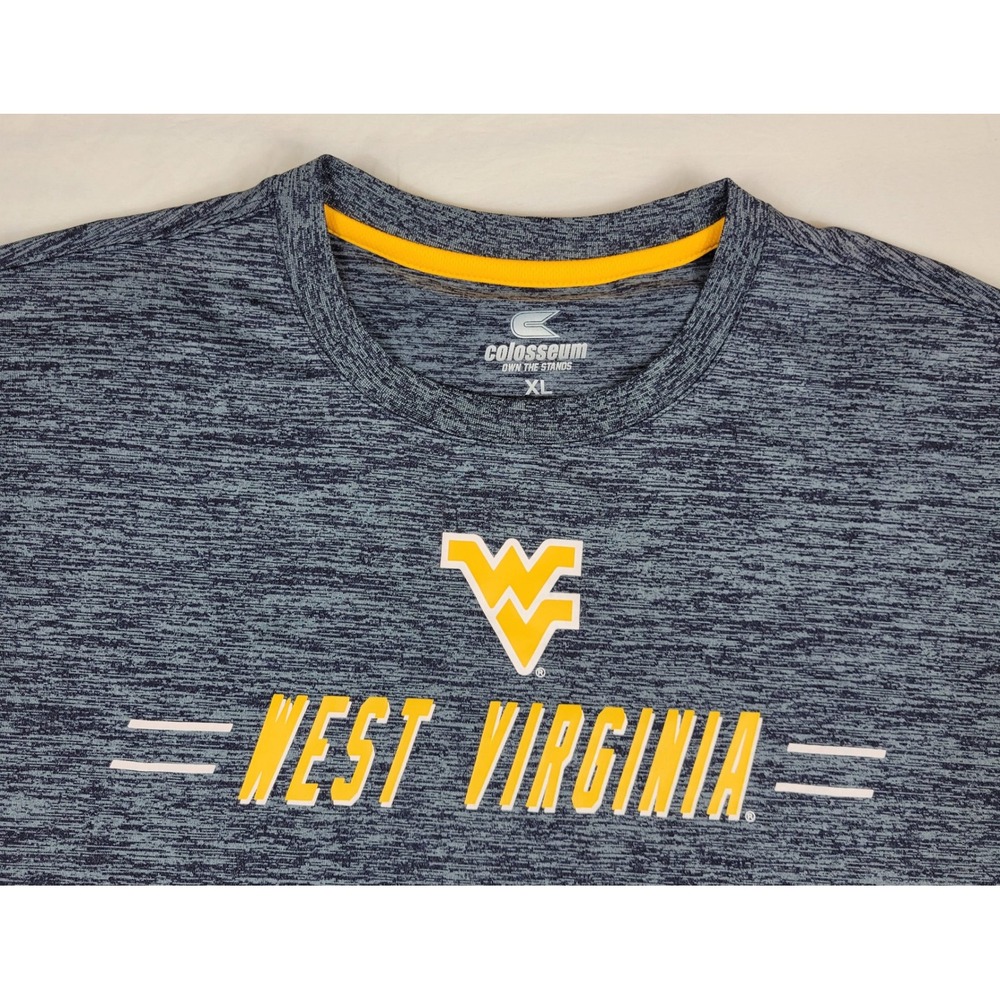 Colosseum NWT West Virginia Mountaineers Mens XL Blue Gold Space Dye Shirt - Picture 4 of 7